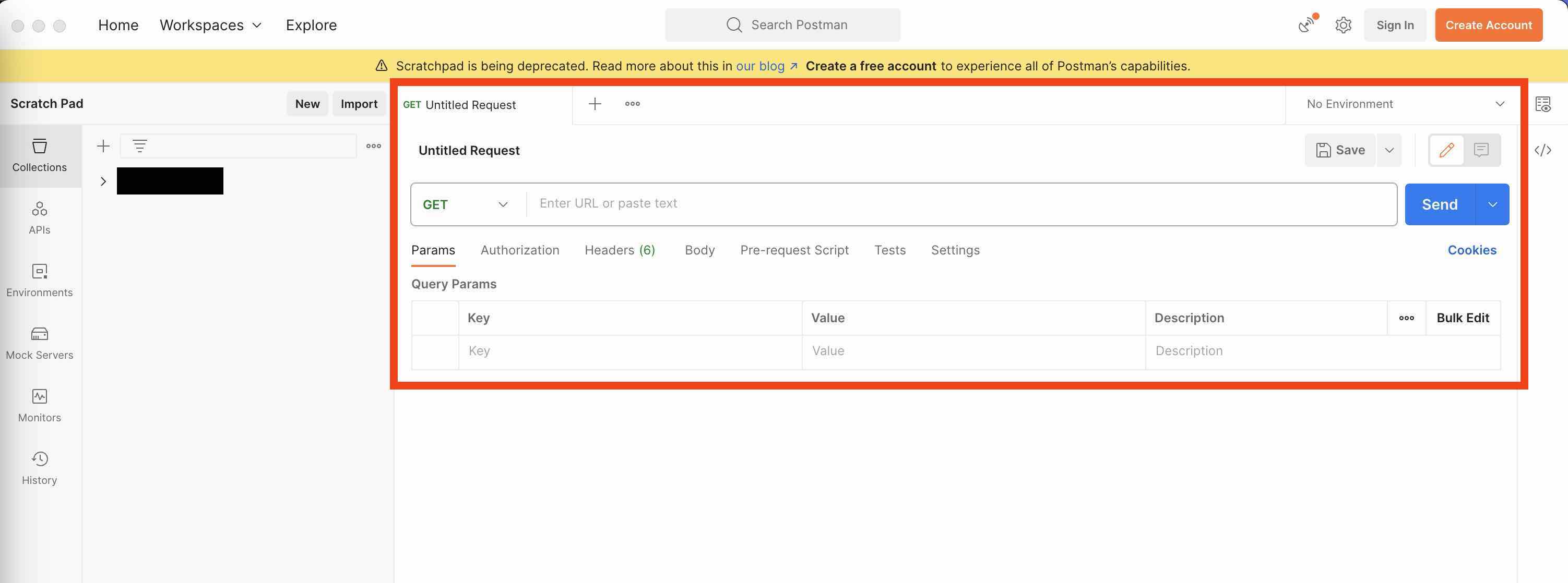 Postman showing a new tab titled 'Untitled Request'